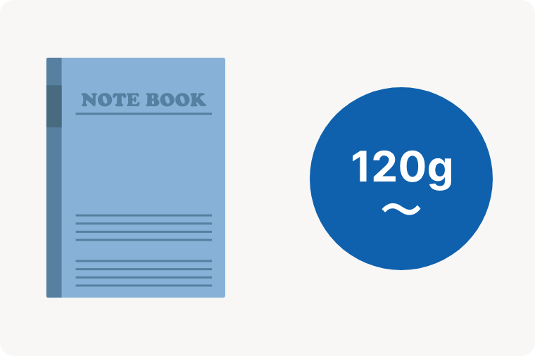 100gはノート1冊分にも満たない重さ